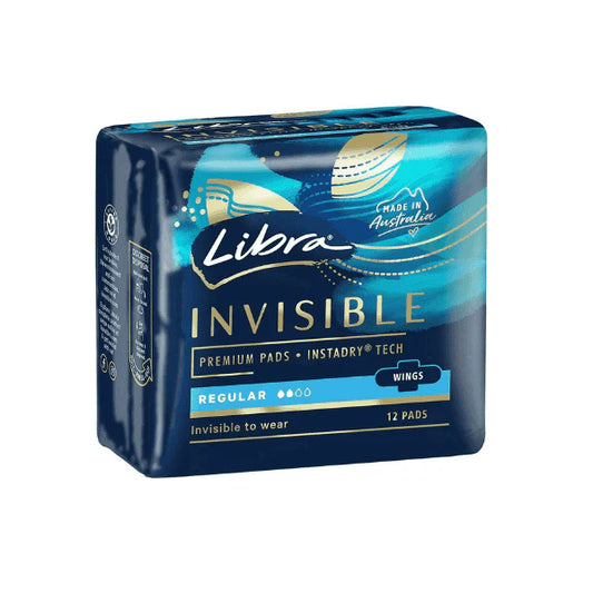 Libra Invisible Regular Pads with Wings Discreet Protection & Comfort Pack of 12