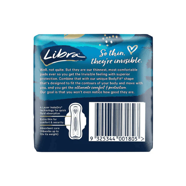 Libra Invisible Regular Pads with Wings Discreet Protection & Comfort Pack of 12