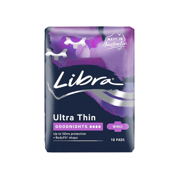 Libra Ultra Thin Goodnights Pads with Wings Overnight Protection Pack of 10