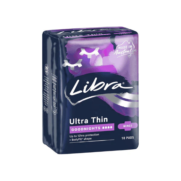 Libra Ultra Thin Goodnights Pads with Wings Overnight Protection Pack of 10