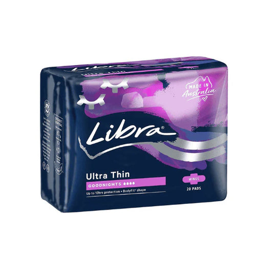 Libra Ultrathin Goodnight Pads with Wings for Overnight Pack of 20 Ultimate Overnight Protection