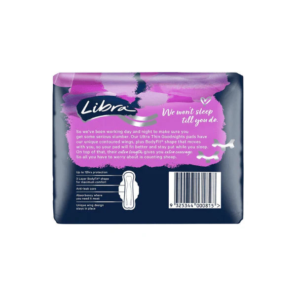 Libra Ultrathin Goodnight Pads with Wings for Overnight Pack of 20 Ultimate Overnight Protection