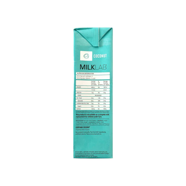 MILKLAB Coconut Milk 1L Pack of 8 Creamy Plant-Based Milk for Coffee & More