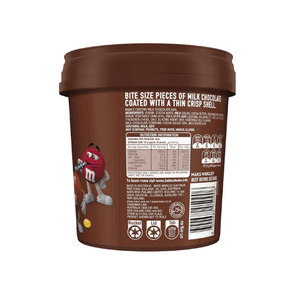 M&M's Milk Chocolate Snack & Share Party Bucket 640g Pure Chocolate Delight