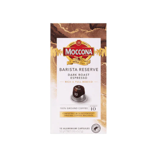 Moccona Barista Reserve Dark Roast Espresso Intensity 10  100 Pods for a Bold Café-Style Brew