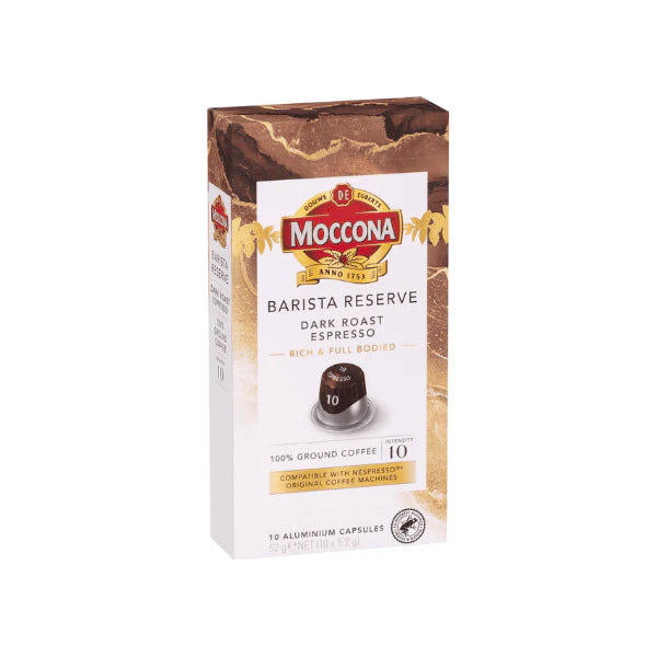 Moccona Barista Reserve Dark Roast Espresso Intensity 10  100 Pods for a Bold Café-Style Brew