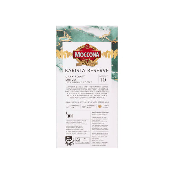 Moccona Barista Reserve Dark Roast Lungo 100 Capsules Nespresso-Compatible for a Bold Intense Brew