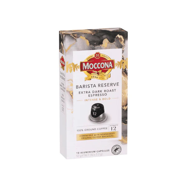 Moccona Extra Dark Roast Espresso 100 Aluminium Capsules Bold Nespresso Brew in Every Cup