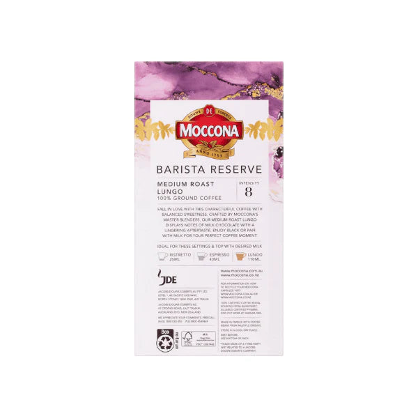 Moccona Barista Reserve Medium Roast Lungo 100 Capsules Nespresso-Compatible for a Smooth Balanced Brew