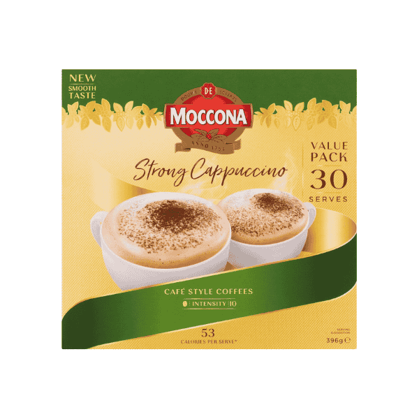 Moccona Strong Cappuccino 30 Sachets Rich Bold Flavor in Every Cup