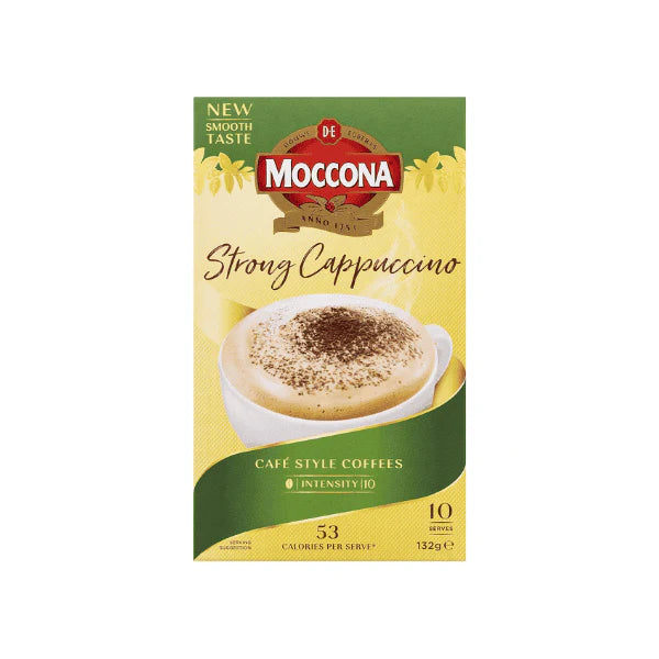 Moccona Strong Cappuccino 50 Sachets Instant Coffee Enjoyment with Bold Flavor