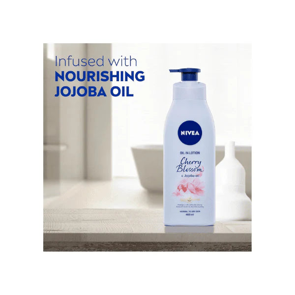 NIVEA Cherry Blossom Body Lotion 400ml Nourishing Jojoba Oil for Silky Smooth Skin