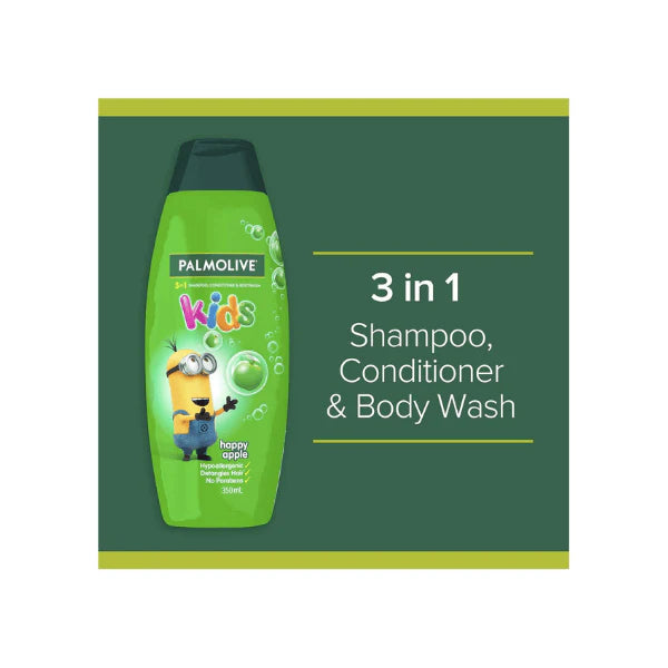 Palmolive Kids 3-in-1 Hypoallergenic Care 350ml Minions Happy Apple Scent for Hair & Skin