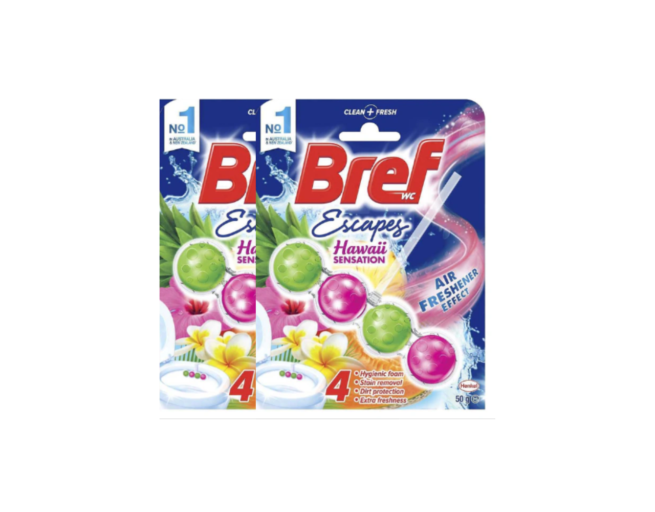 Bref Power Active Rim Block Toilet Cleaner Hawaii Escapes  2 x 50g