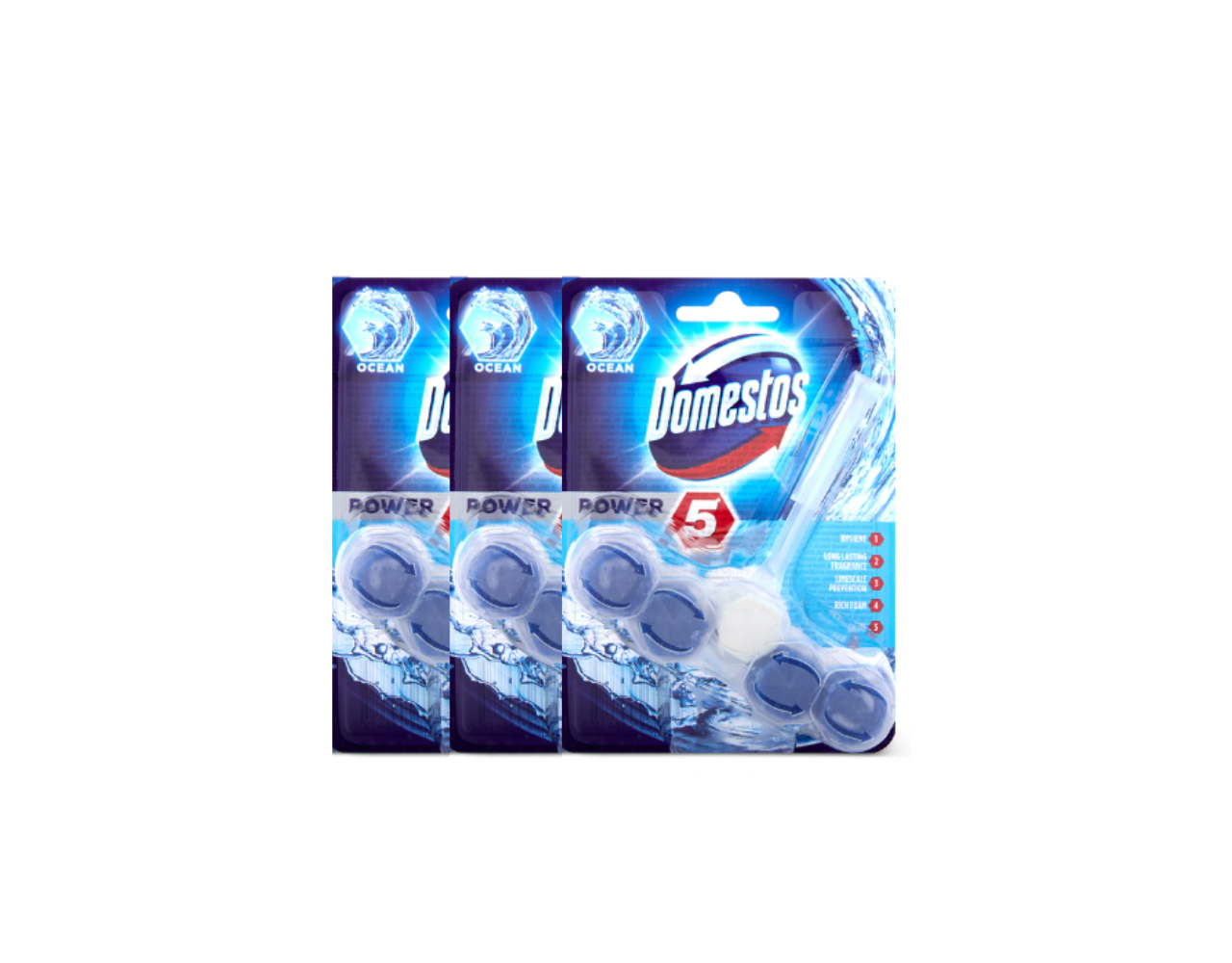 Domestos Power 5 Toilet Block Ocean 3 x 55g