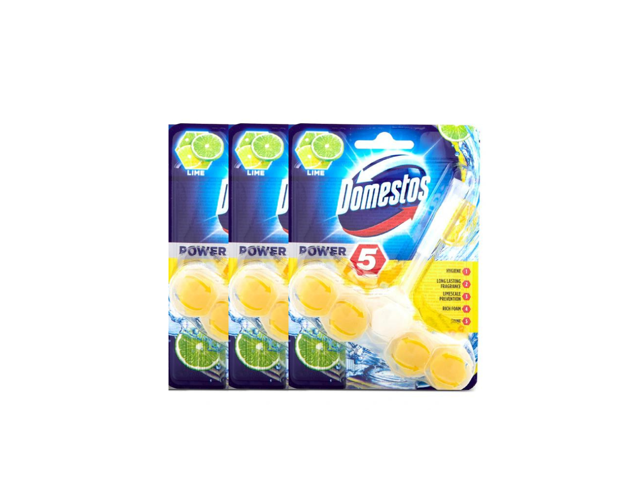 Domestos Power 5 Toilet Block Lime 3 x 55g