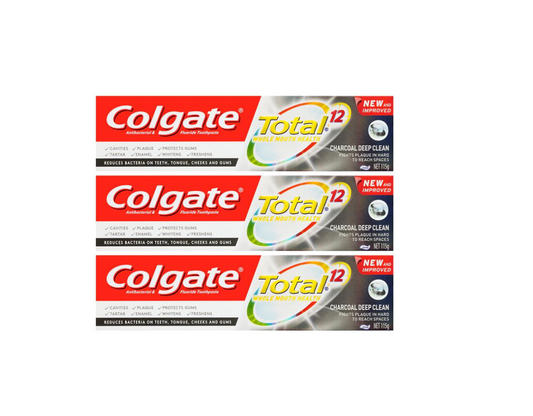 Colgate Total Charcoal Deep Clean Toothpaste 3 x  115g