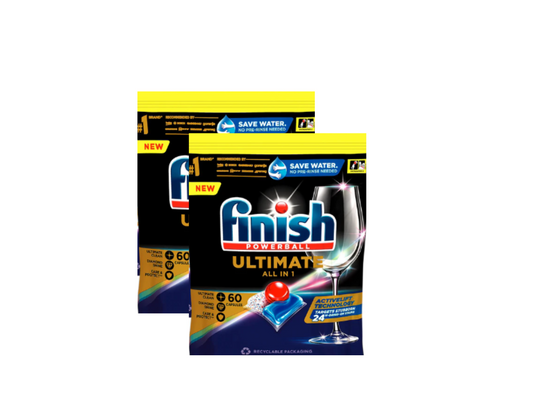 Finish Powerball Ultimate All in 1 Dishwashing Caps 2 x 60pk