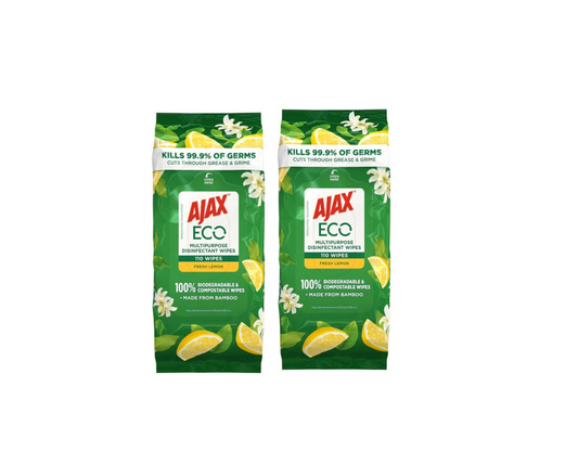 Ajax Eco Antibacterial Wipes Fresh Lemon 2 x 110pk