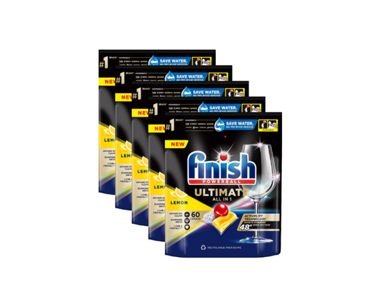 Finish Powerball Ultimate All in 1 Dishwashing Caps Lemon Sparkle 5 x 60pk