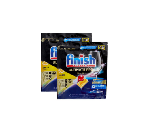 Finish Powerball Ultimate Pro All In 1 Dishwasher Tablets Lemon Sparkle 2 x 32pk