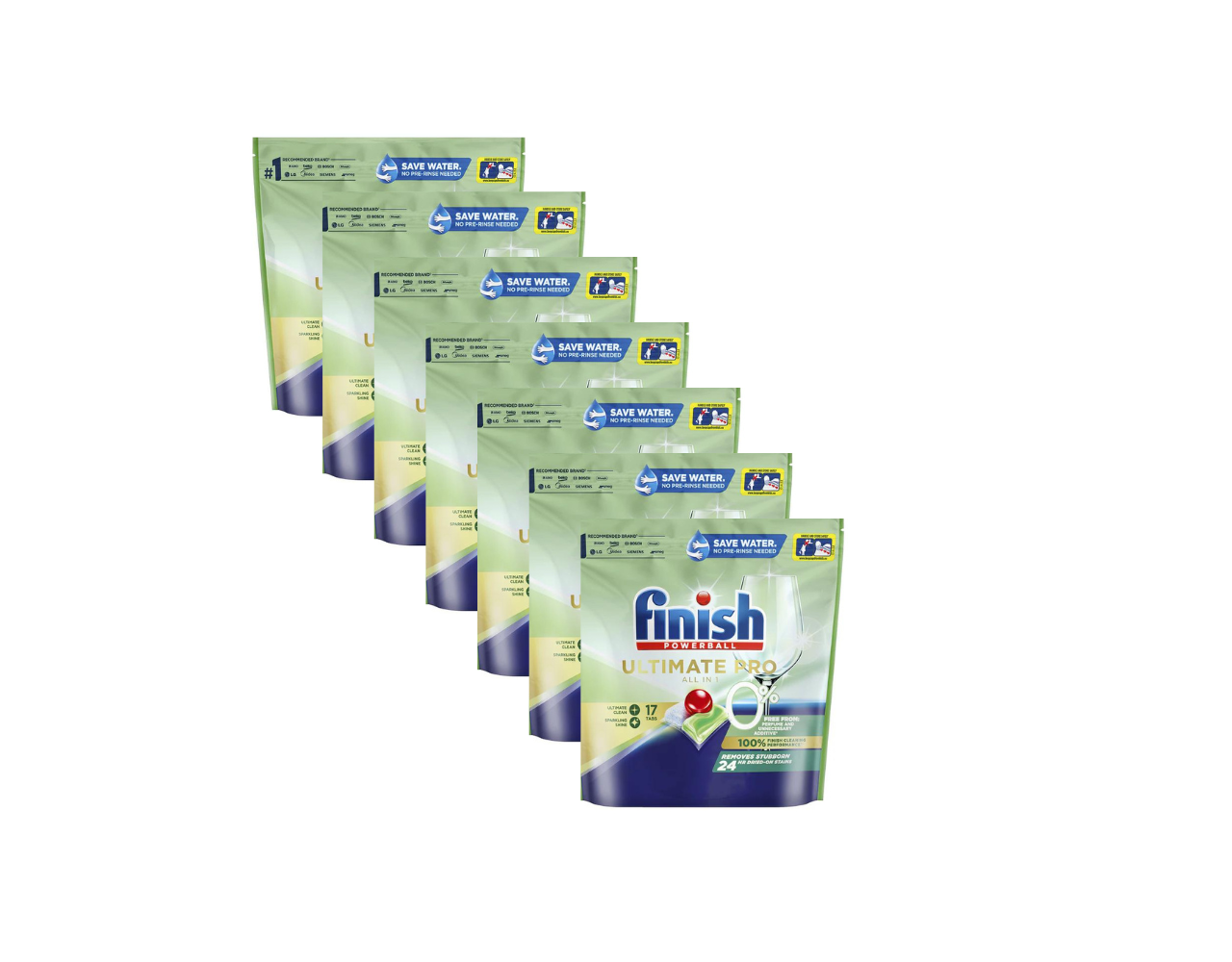 Finish Powerball Ultimate Pro 0% Dishwashing Tablets 7 x 17pk