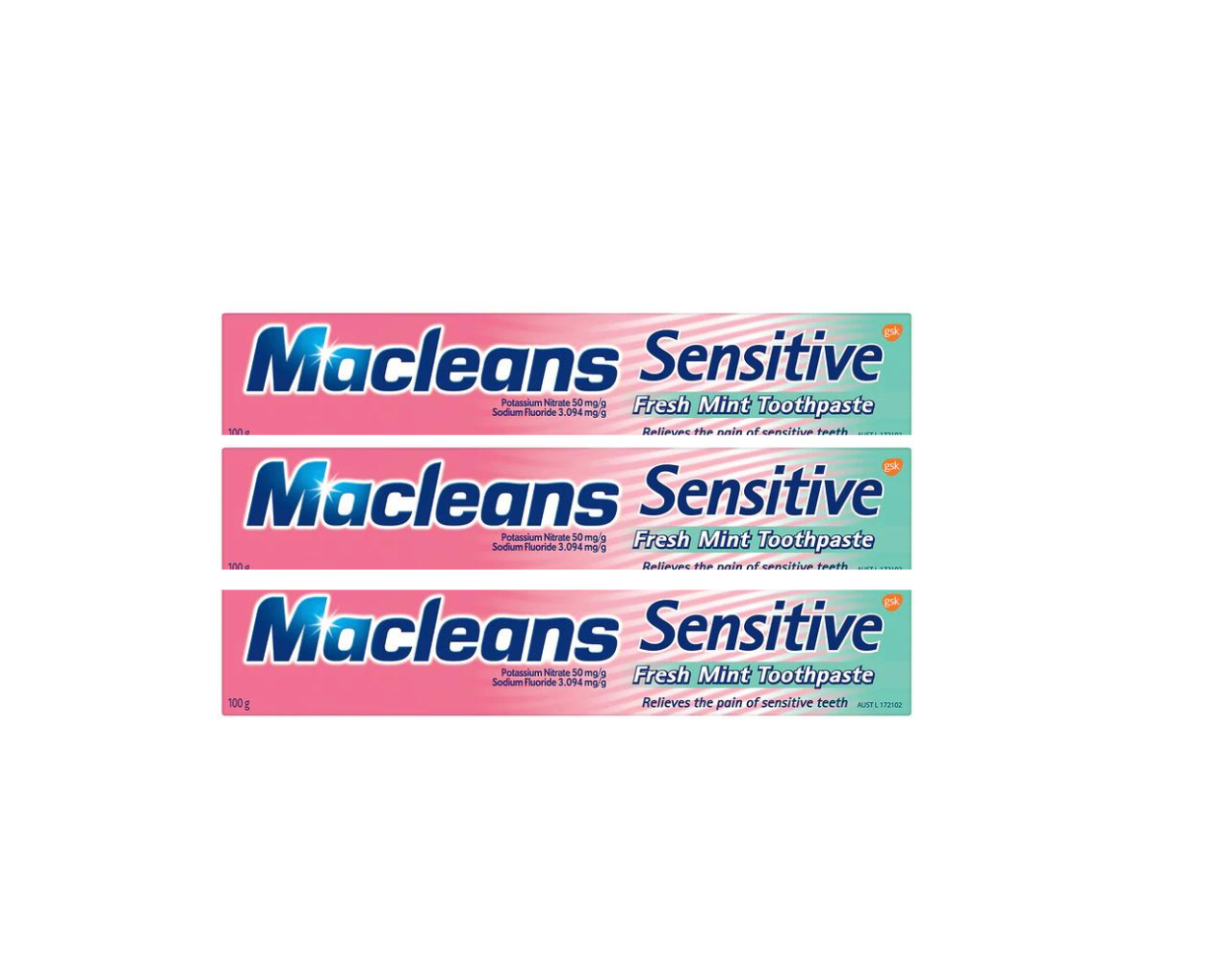 Macleans Sensitive Toothpaste Fresh Mint 3 x 100g