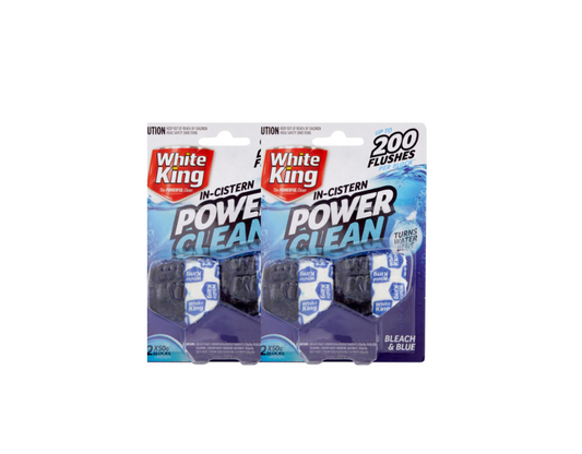 White King In-Cistern Power Clean Bleach & Blue 50g 2 x 2pk