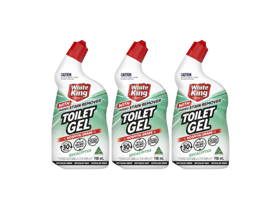 White King Toilet Gel Stain Remover: Eucalyptus Infused Formula 3 x 700mL