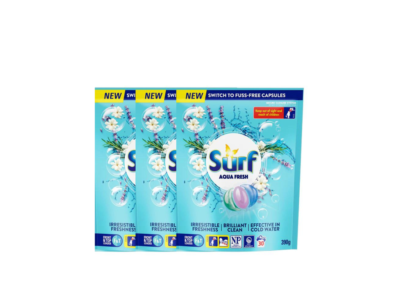 Surf Aqua Fresh Laundry Capsules 3 x 30pk 390g