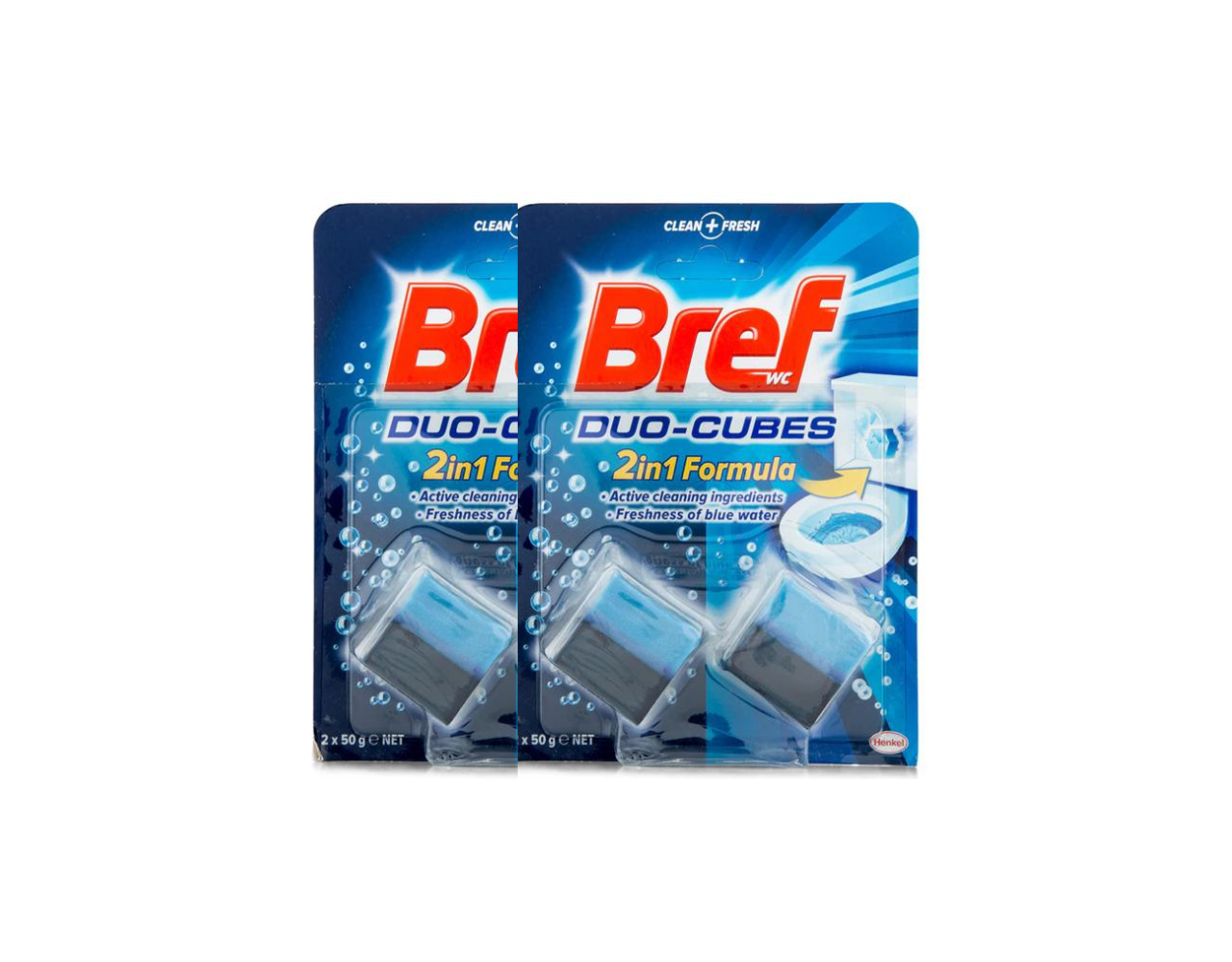 Bref 2-in-1 Duo-Cubes Toilet Cleaner Blue Water 2 x  2pk