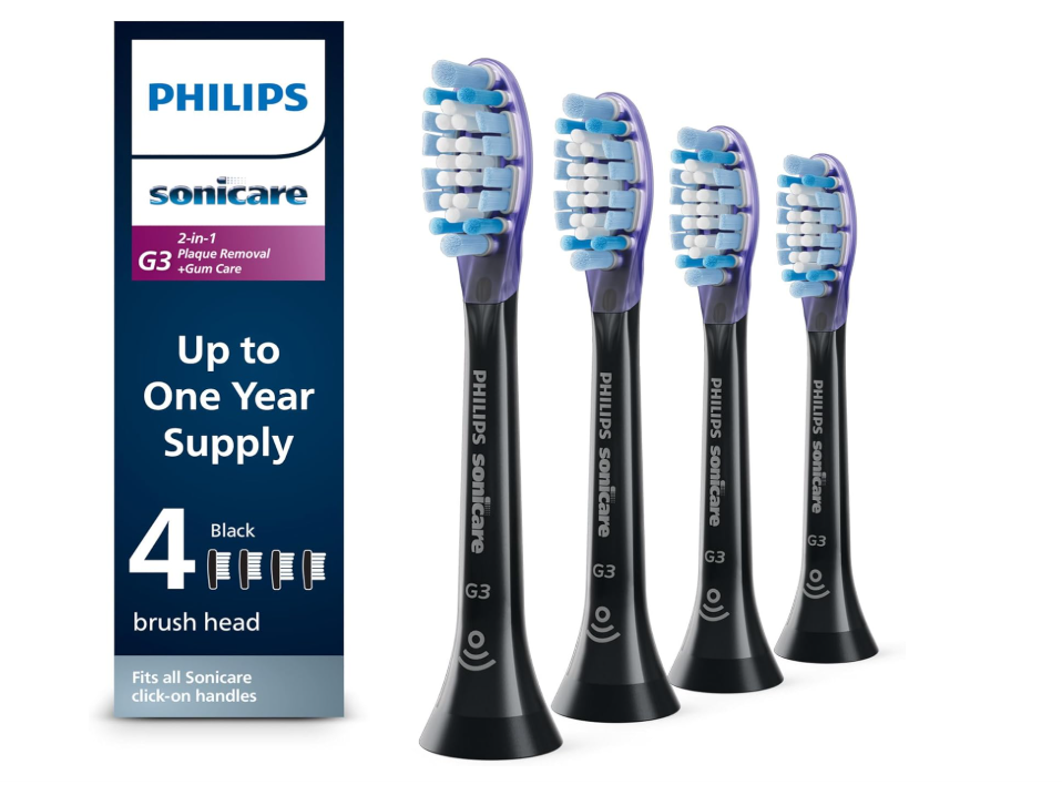 Philips Sonicare Compatible G3 Premium Gum Care Brush Heads 4-Pack Black