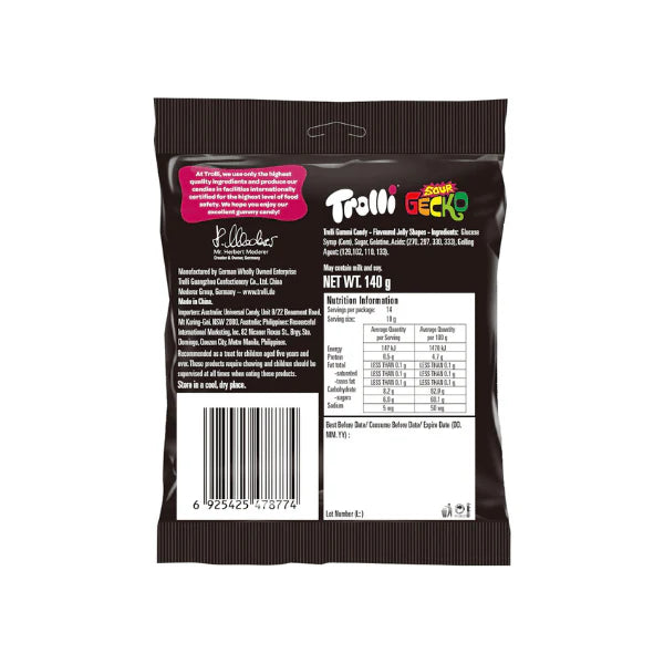 TROLLI Sour Gecko 140g The Ultimate Treat for Sour Candy Lovers