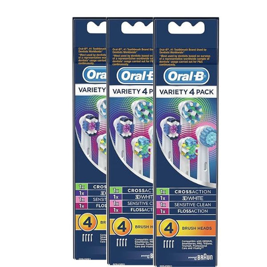 3x Oral-B Genuine Variety Clean Electric Toothbrush Replacement Heads 4 Pack