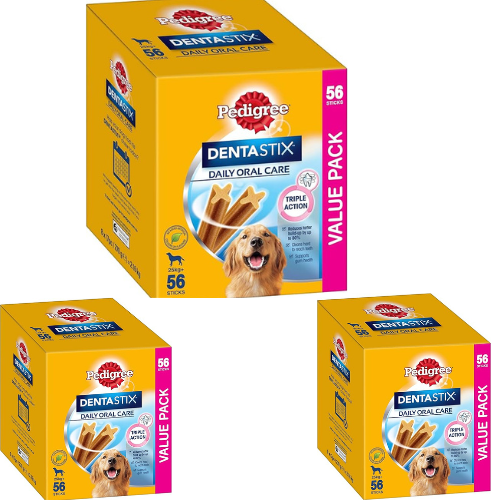 3x PEDIGREE DentaStix Dental Treats for Large Dogs 56 Count