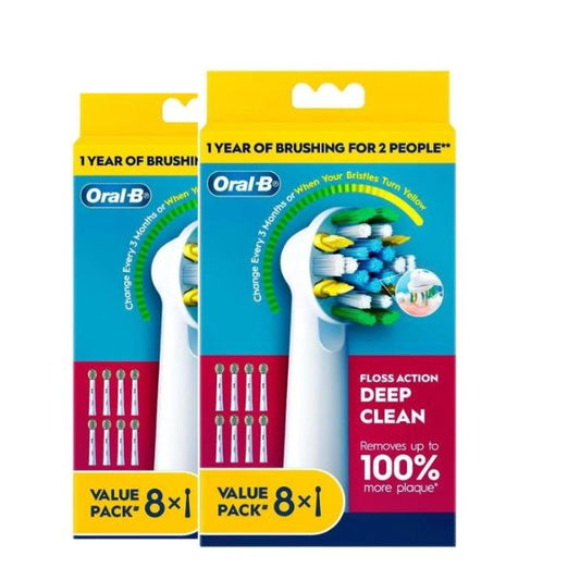 2x Oral-B Floss Action Brush Heads  Deep Clean Replacement Heads 8 Pack