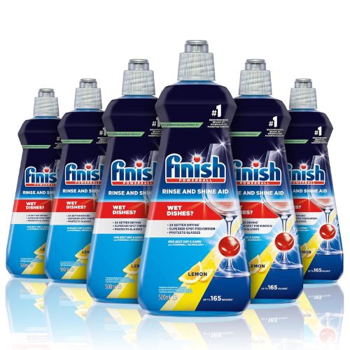 2x Finish Dishwashing Rinse & Shine Aid Lemon 500 mL Pack of 6 Total 12 Bottles