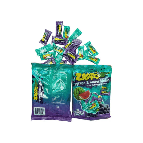 ZAPPO Grape & Watermelon Sour Flavour Chews 150g A Tangy Taste Sensation