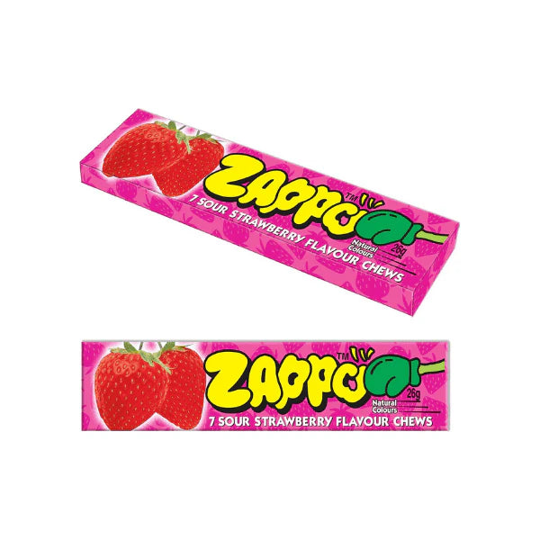 ZAPPO Sour Strawberry Chews 104g 4 Pack Ultimate Tangy Flavor Experience