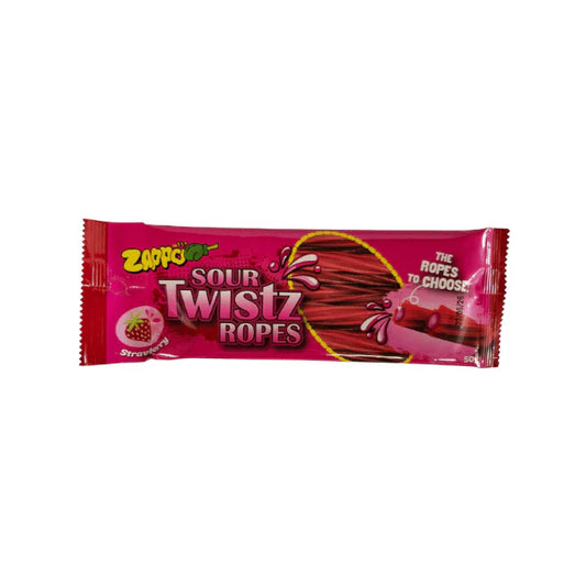 ZAPPO Sour Twistz Ropes 50g Enjoy the Bliss of Strawberry Flavor