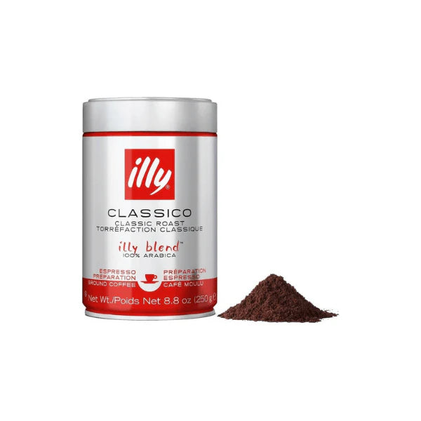 illy Classico Espresso 100% Arabica Medium Roast Ground Coffee 250g Perfect for Espresso Lovers