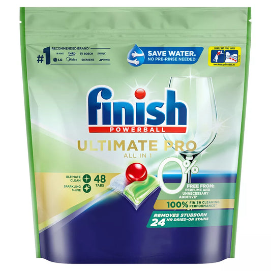 Finish Ultimate Pro 0% Dishwasher Detergent Tablets 48 Count for Sparkling Dishes