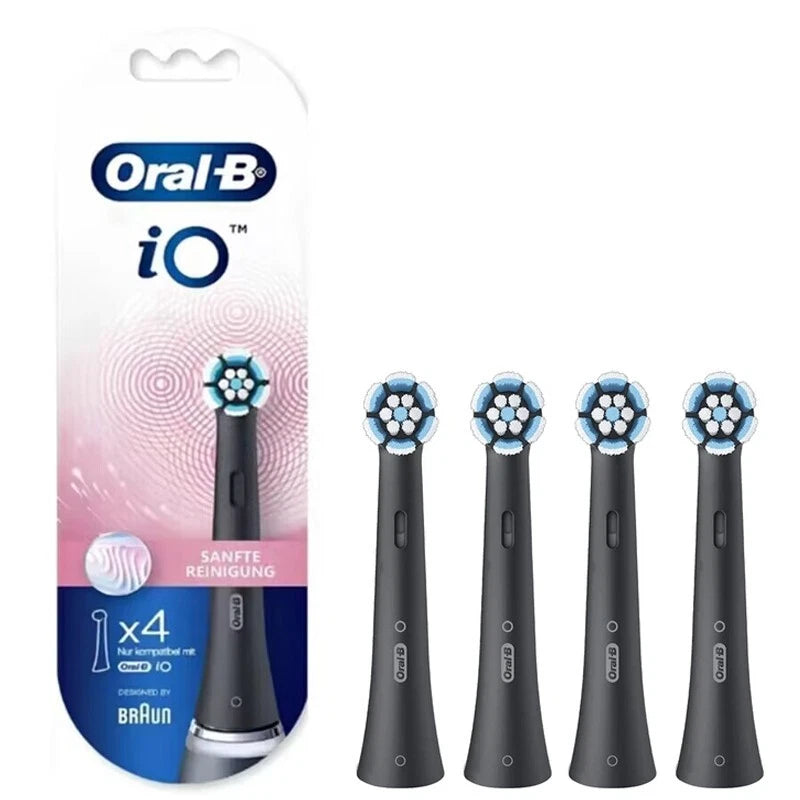 Oral-B iO Black Replacement Brush Heads for Gentle Care Cleaning 4 Pack