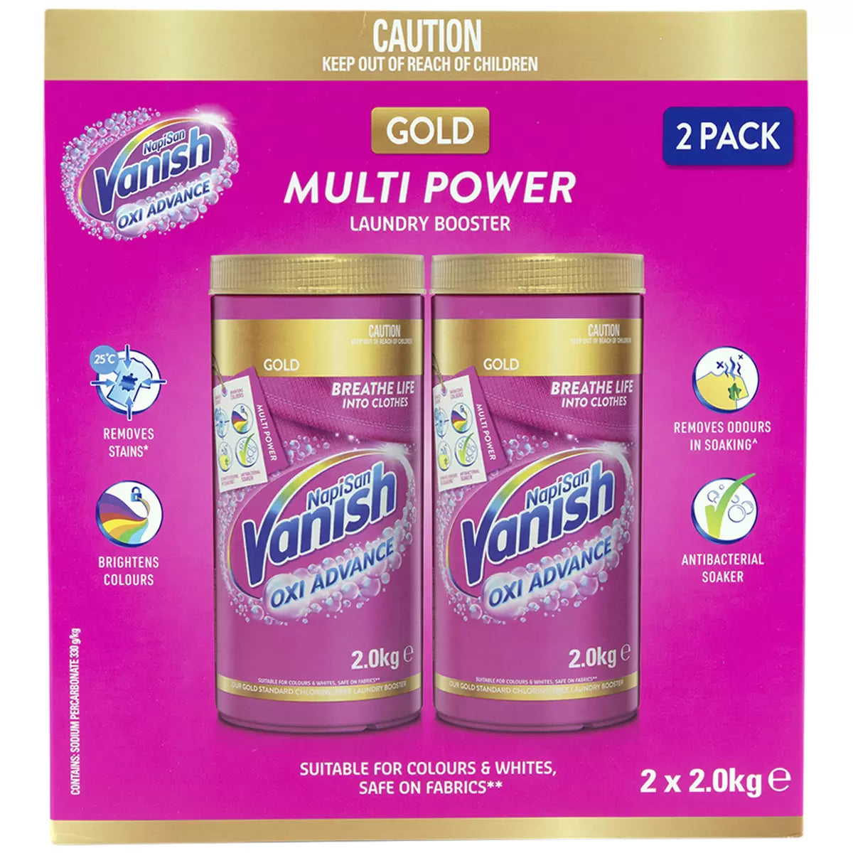 Vanish Napisan Oxi Action Laundry Stain Remover 2 x 2kg Value Pack